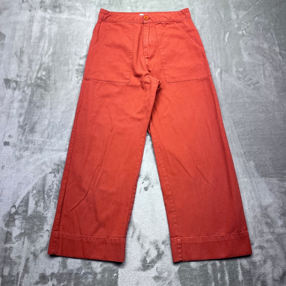 RVCA Grade Pants Womens Orange‎ High Waist Wide Leg Cropped Casual Sz S Fits 25"